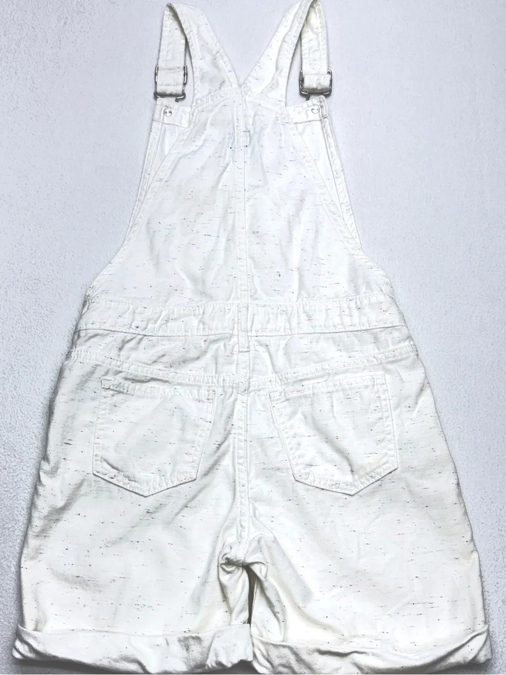 GAP Girls Confetti Print White Denim Shortalls Overalls Size Large 10 11